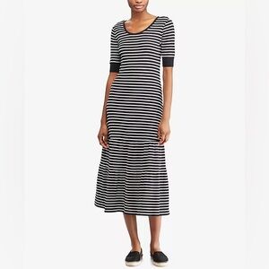 Lauren Ralph Lauren Black and White Striped Midi Dress - Summer/ Spring